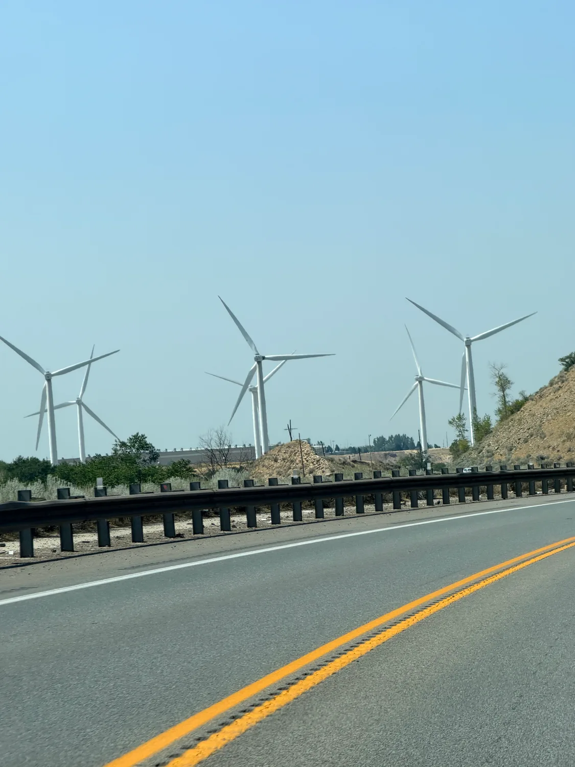 Wind turbines along the highway in Utah